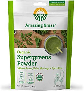 Amazing Grass Super Greens Booster: Greens Powder with Spirulina, Moringa, Wheat Grass & Kale Smoothie Booster