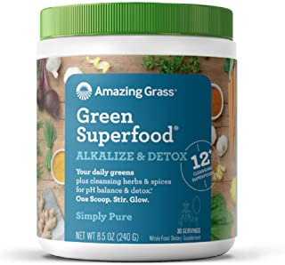 Amazing Grass Green Superfood Alkalize & Detox: Cleanse with Super Greens Powder, Digestive Enzymes & Probiotics